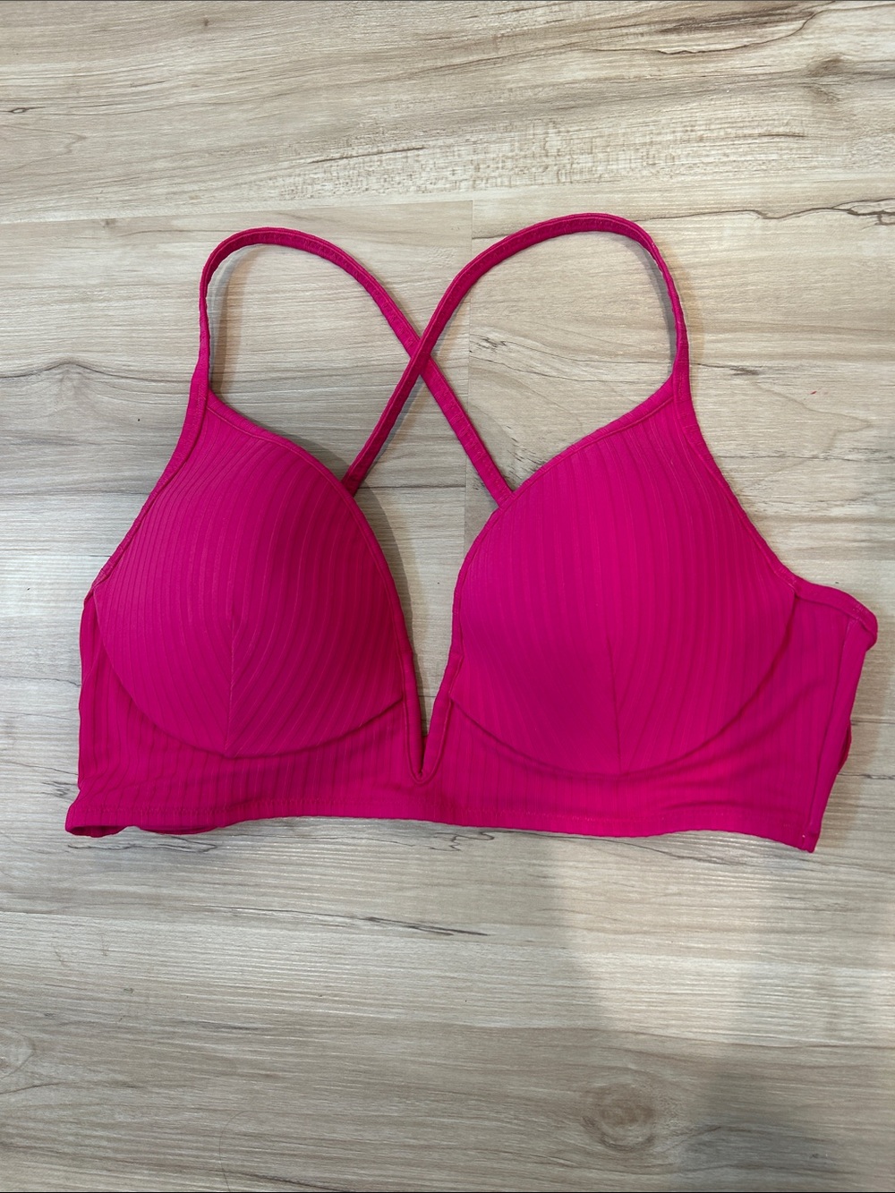 Women’s Hot Pink Padded Crossback Bikini Top - Shade & Shore